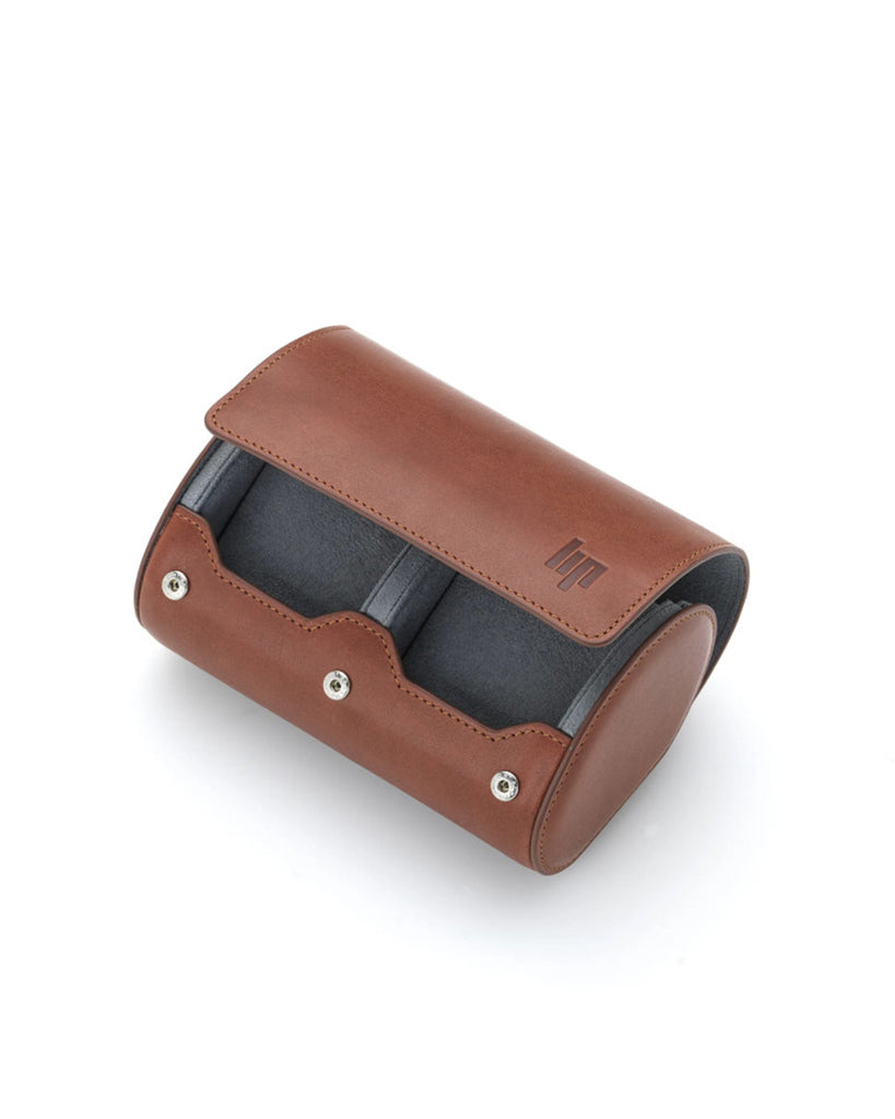 Travel case for 2 watches in vegetable tanned leather