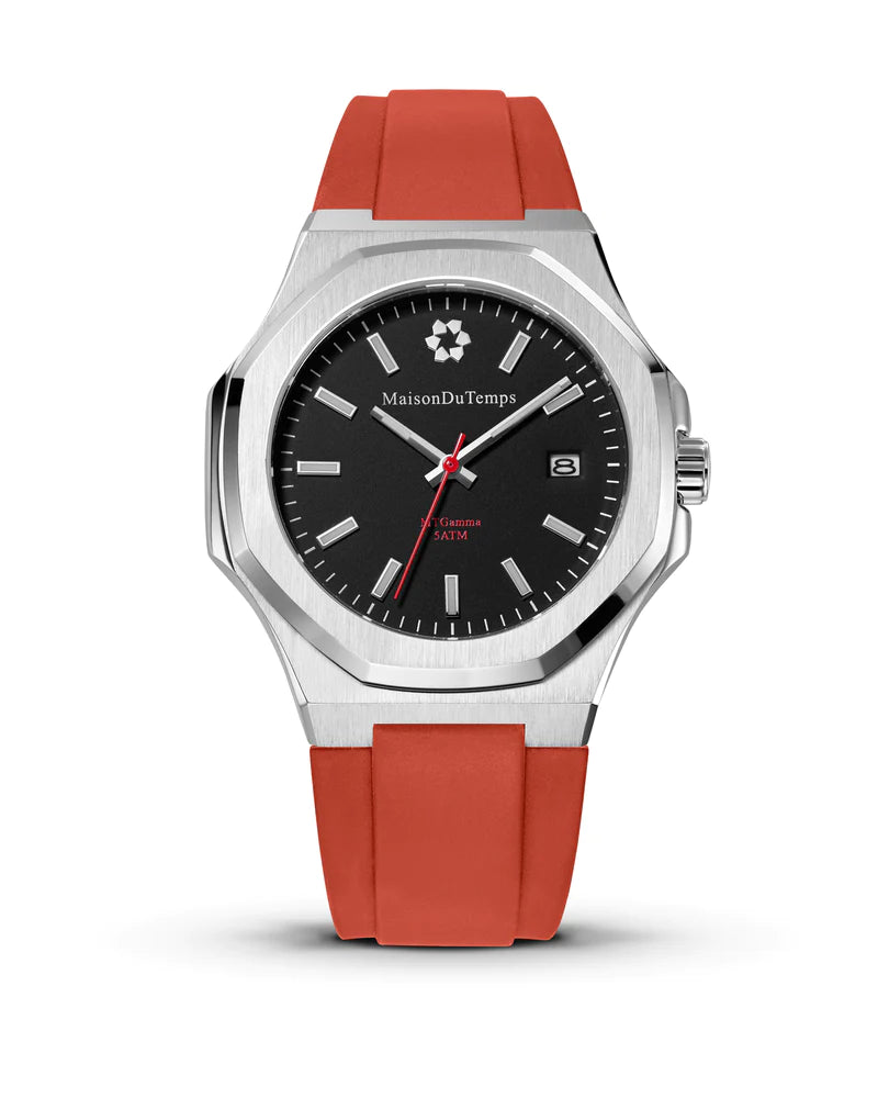 Schwarzes MTGamma-Zifferblatt – rotes Kautschuk