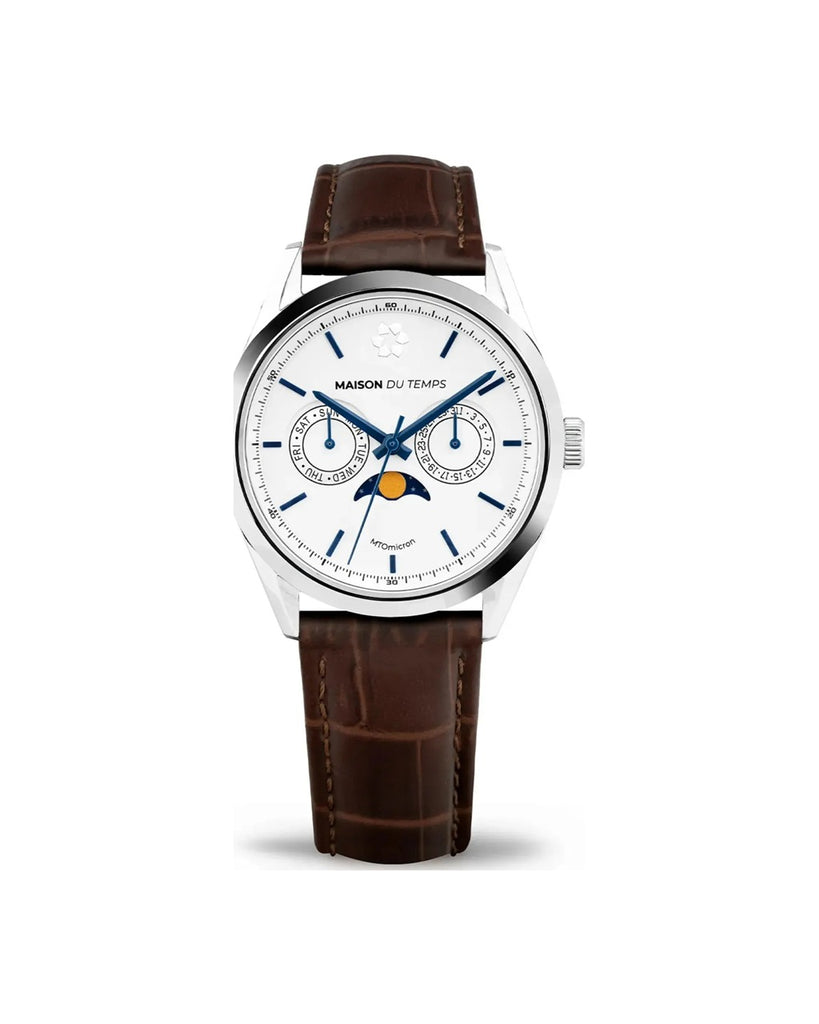 MTOmicron MoonPhase Blanc Cuir Marron