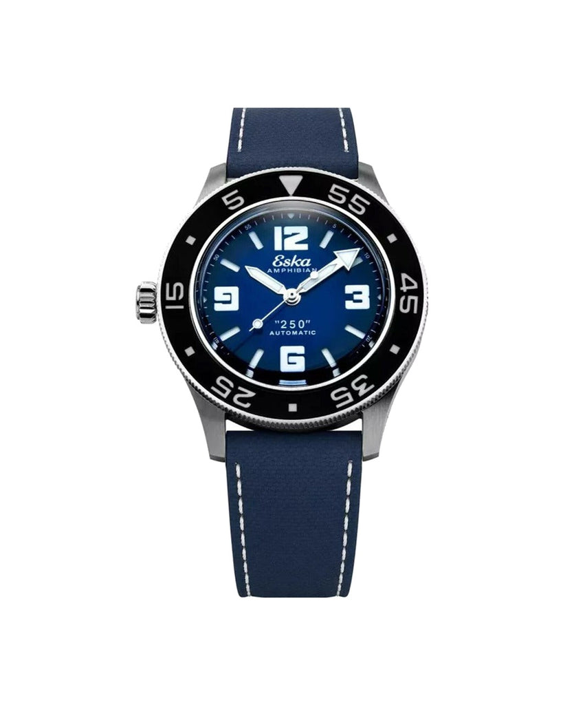 Eska Amphibian 250 Blue Dolphin Bracelet Rub Strap Bleu Couronne à gauche - 250-BD
