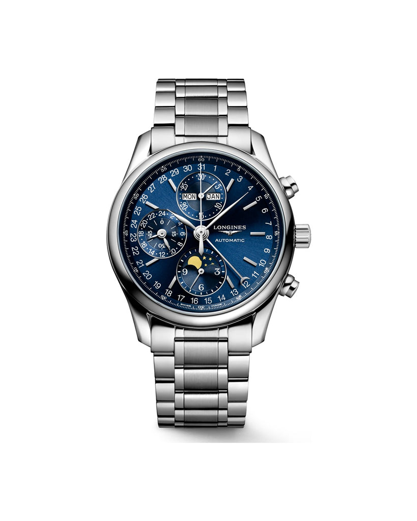 Longines Master Collection Chrono Moonphase 40mm Cadran Bleu Soleillé Acier - L2.673.4.92.6