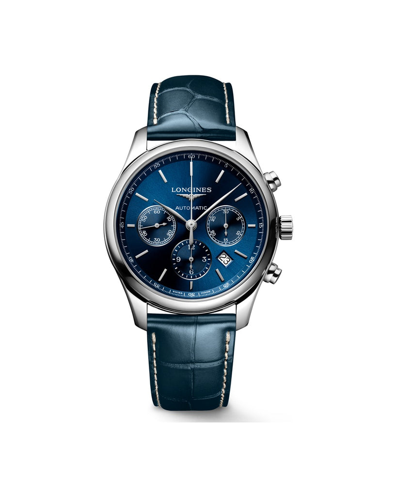 Longines Master Collection Chronograph 42mm Cadran Bleu Soleillé Alligator - L2.759.4.92.0