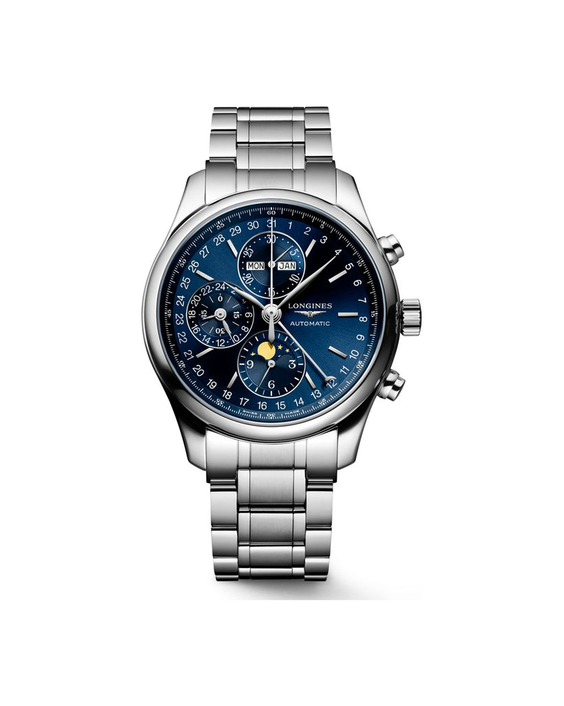 Longines Master Collection Chrono Moonphase 42mm Cadran Bleu Soleillé Acier - L2.773.4.92.6