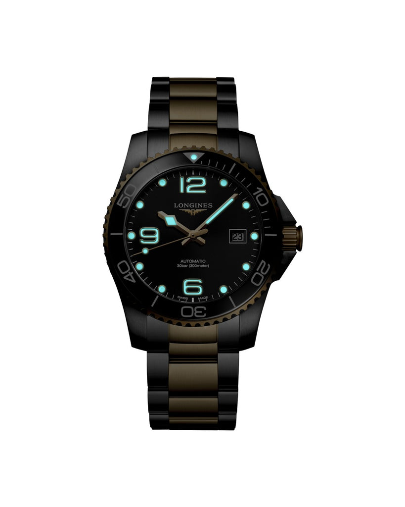 Longines HydroConquest 41mm Cadran Noir Soleillé PVD Jaune - L3.781.3.56.7