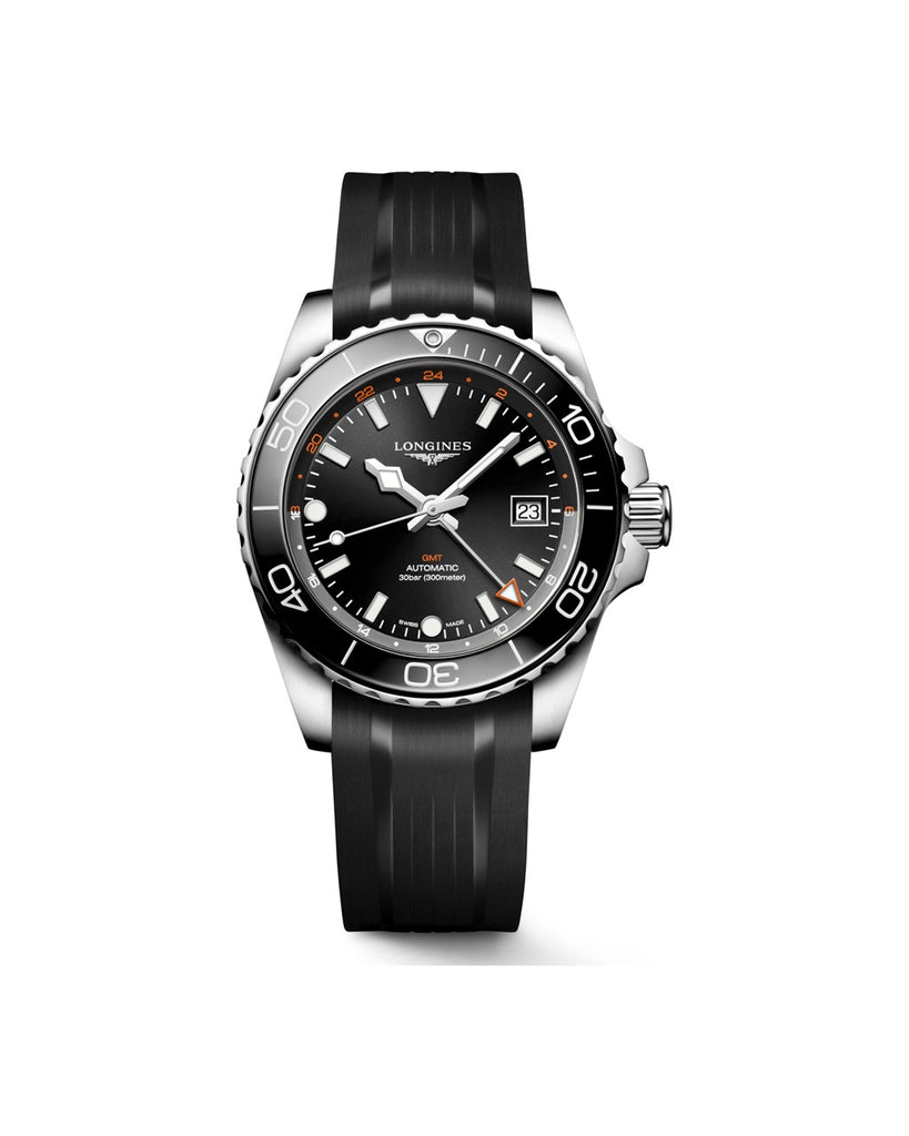 Longines HydroConquest GMT 41mm Noir Caoutchouc - L3.790.4.56.9