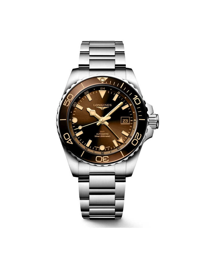Longines HydroConquest GMT 41mm Brun Acier - L3.790.4.66.6