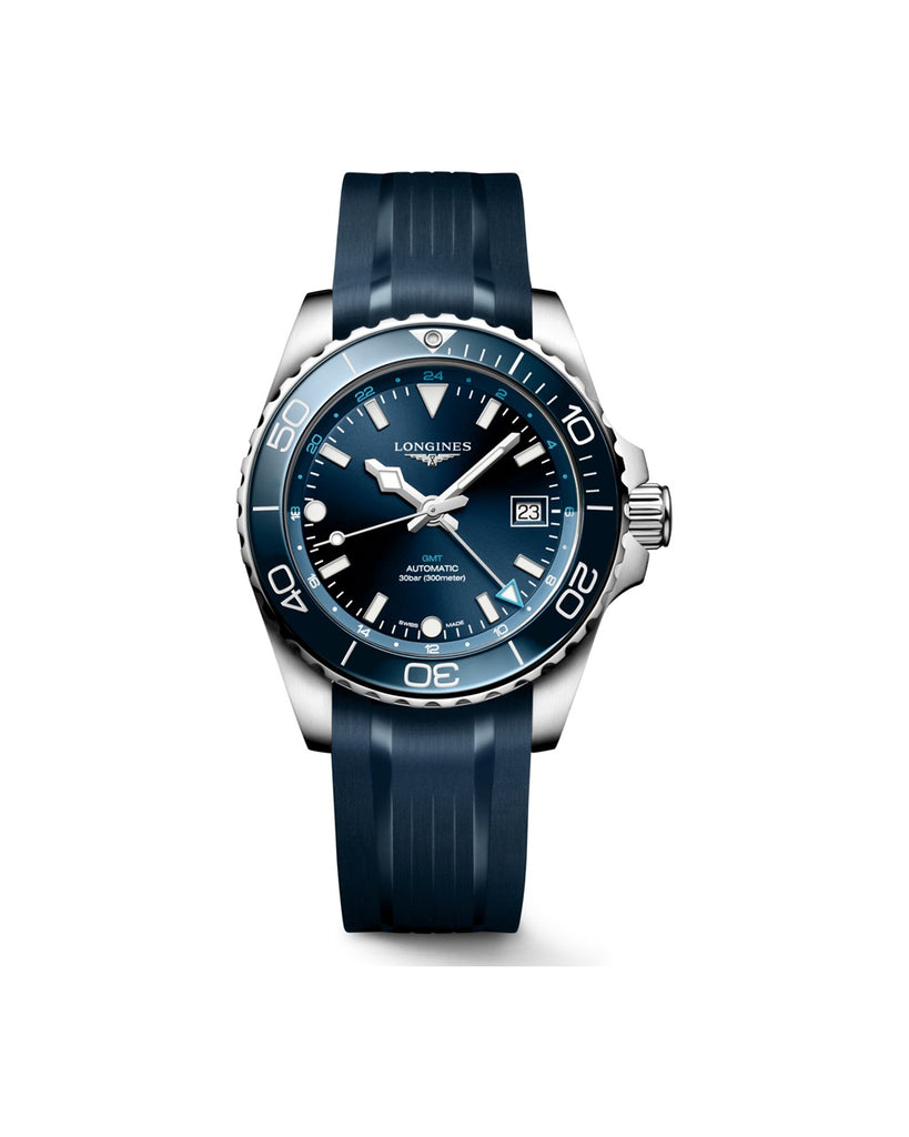 Longines HydroConquest GMT 41mm Bleu Caoutchouc - L3.790.4.96.9