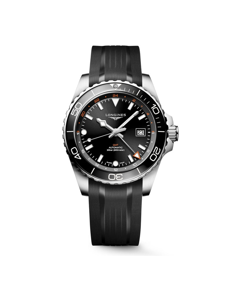 Longines HydroConquest GMT 43mm Noir Caoutchouc - L3.890.4.56.9