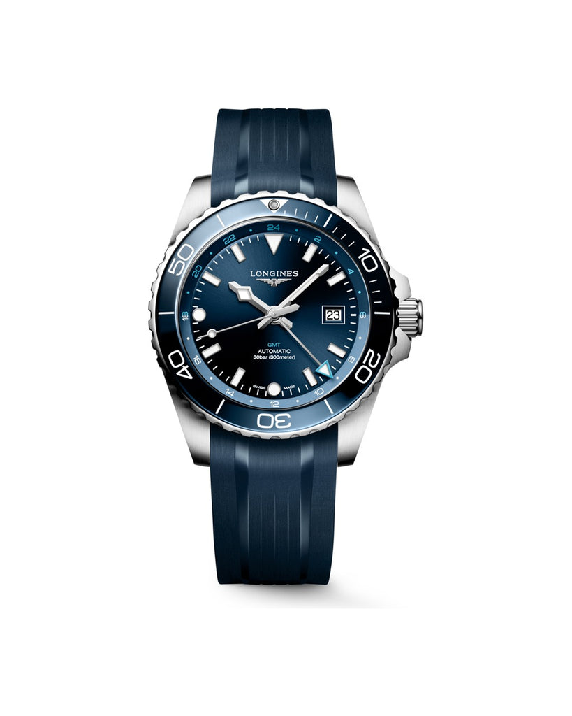 Longines HydroConquest GMT 43mm Bleu Caoutchouc - L3.890.4.96.9