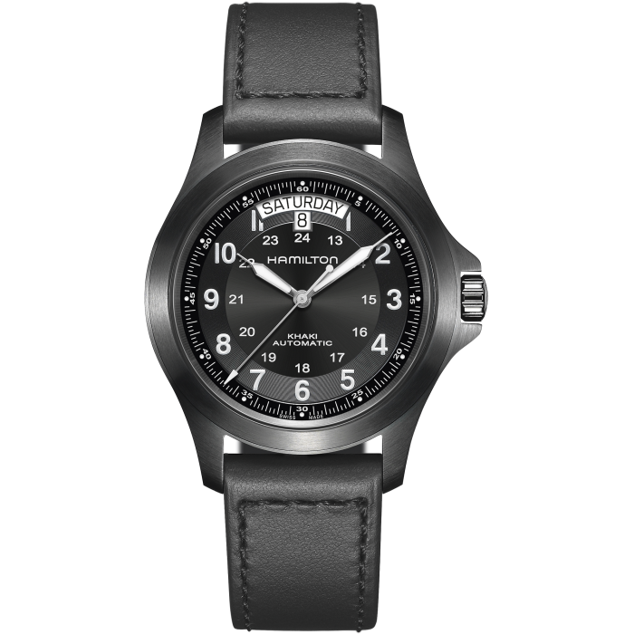 Hamilton Khaki Field King Auto PVD Noir Cuir - H64465733