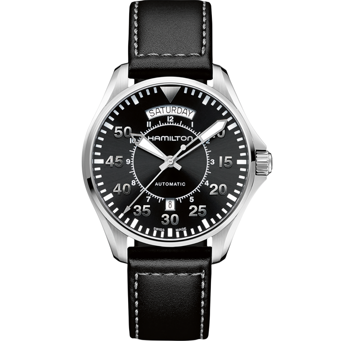 Hamilton Khaki Aviation Pilot Day Date Auto Cuir - H64615735