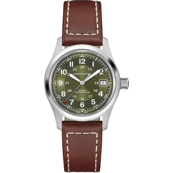 Hamilton Khaki Field Auto 38mm Kaki Cuir - H70455560