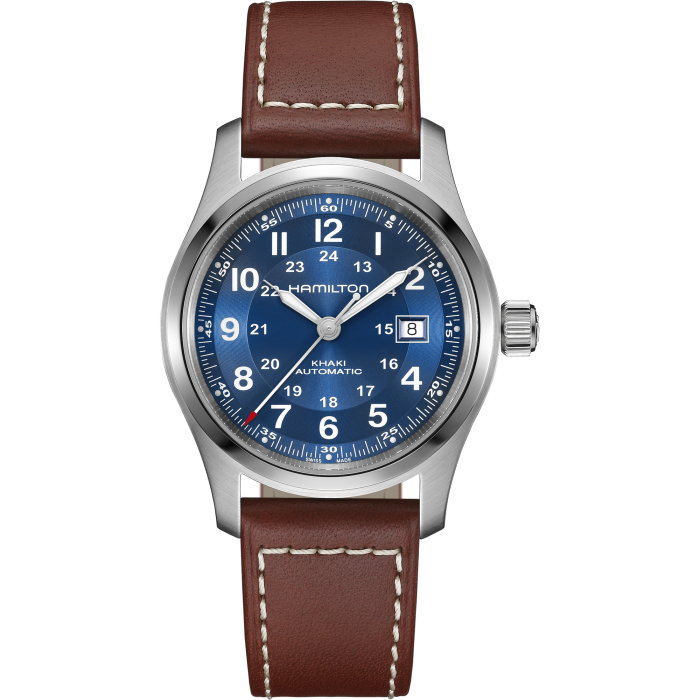 Hamilton Khaki Field Auto 42mm Bleu Marine Cuir - H70605540