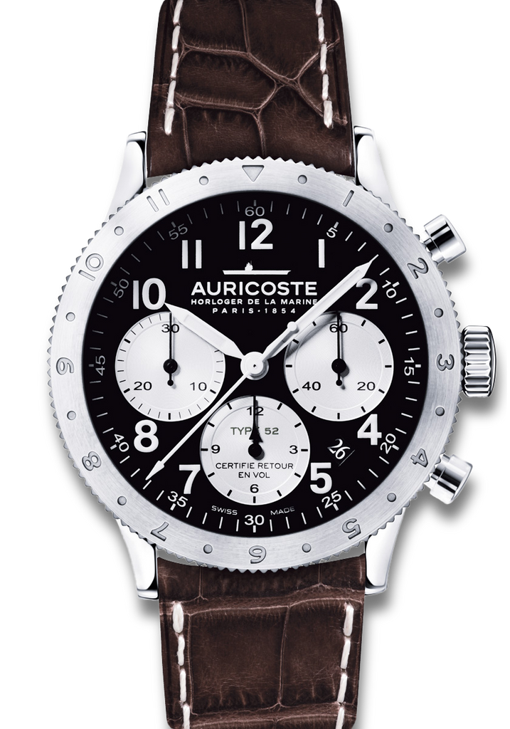 Auricoste Type52 Flyback Lunette Tournante Compteurs Argent